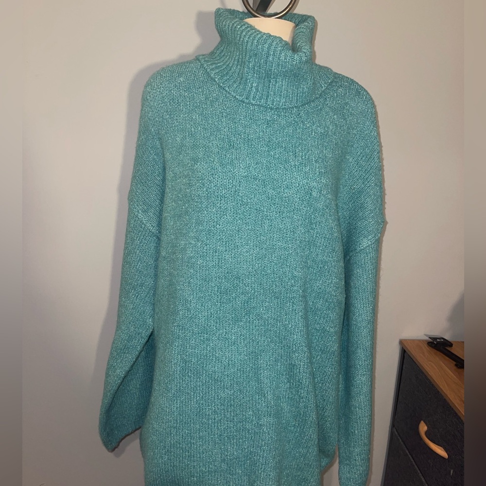 Pretty Garden Teal Turtleneck Sweater for Women top shirt NWT medium